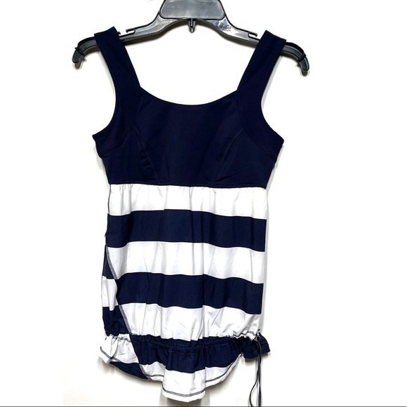 Lululemon Run: Chase Me Tank Wide Bold Stripe Printed White Deep Indigo 6 - Picture 2 of 6